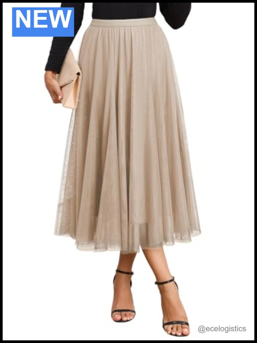 Women's Tulle Skirt High Waisted A-Line Layered Flowy Midi